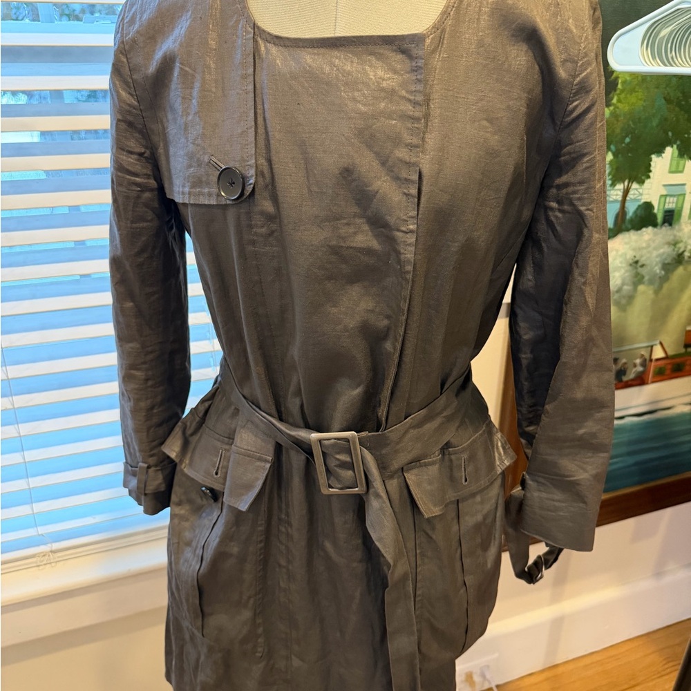 High end Club Monaco Women's Gray Trench Coat waxed cotton